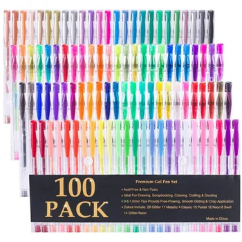 48/100 цветов, набор фломастеров для цветных гелевых ручек, детский рисунок, раскраска, Флуоресцентный металлический блеск