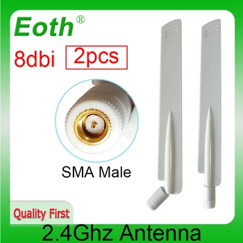 EOTH 2шт 2.4g антенна 8dbi sma штекер wlan wifi 2.4ghz antene pbx iot модуль маршрутизатор tp link приемник сигнала antena с высоким коэффициентом усиления