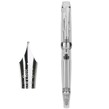 Перьевая ручка EF/ F /M с Вакуумным Наполнением PENBBS 456, Прозрачная Белая Подарочная ручка с коробкой