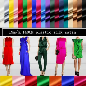 эластичная Шелковая Атласная ткань шириной 19 м/140 см для Шелкового платья Шелковая одежда HL297